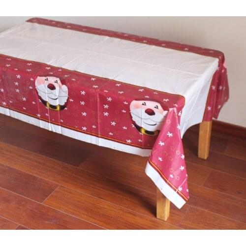Disposable Plastic Table Clothes Table Cover Tablecloth Waterproof Santa For Christmas Party Decoration And Match Napkin