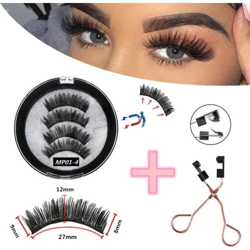 A pair of 3D magnetic eyelashes handmade magnetic false eyelashes mink hair false eyelashes natural magnetic