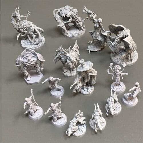 Lot 15Pcs Mortis Masked Man Scarecrow Board Game Miniatures Skeleton Ghost Priest Dreamer Etherfields Role Playing Figures Toy