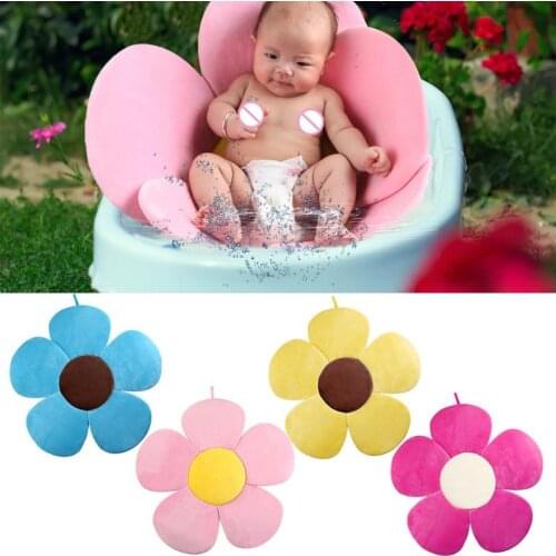 Bath Seat Support Cartoon Ultra Soft Short Plush Memory Sponge Filling Portable Flower Newborn Babies Bath Tub Pad