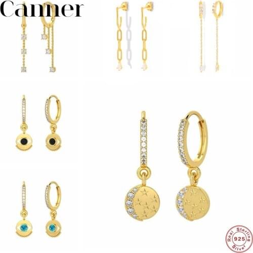 Canner 925 Huggie Earrings For Women Angels Eyes Sterling Silver Earings Piercing Jewelry Mother Gift 2021 Trend Pendientes W5