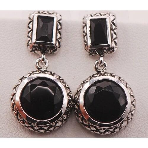 Black Onyx 925 Sterling Silver Earrings TE472