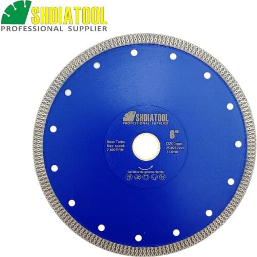 SHDIATOOL 1pc Dia 8"/200mm Hot pressed sintered X Mesh Turbo Diamond Saw blades circular Wheel Marble Tile Ceramic Cutting Disc