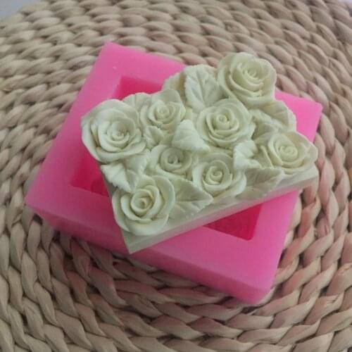 Wedding Birthday Cake Decors Rectangular Rose Handmade Soap Silicone Mold Fondant Cake Silicone Mold Chocolate Mold Party Decors
