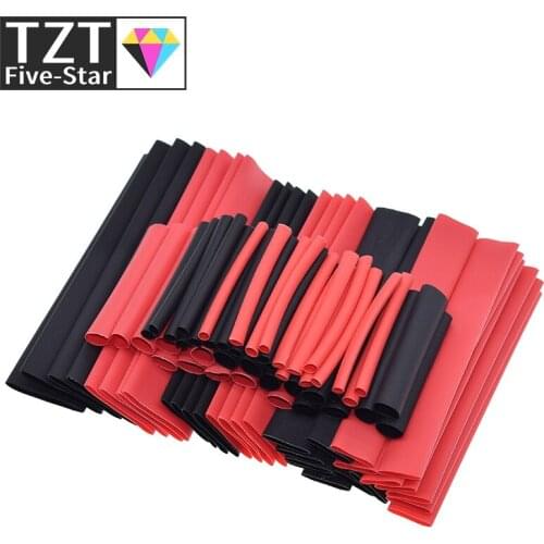 TZT 1set=150PCS 7.28m Black And Red 2:1 Assortment Heat Shrink Tubing Tube Car Cable Sleeving Wrap Wire Kit