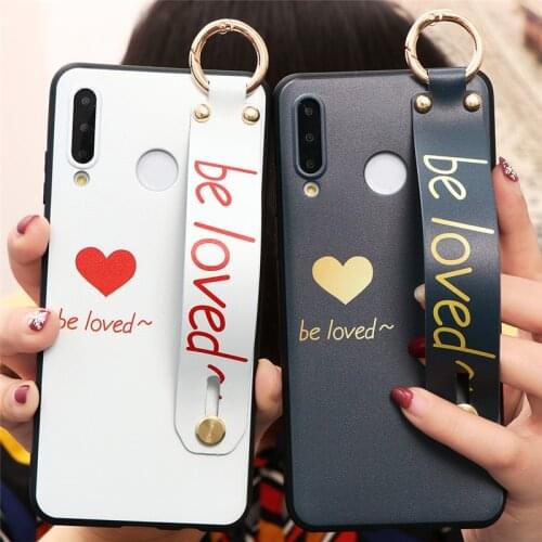 Wrist Strap Heart Phone Holder Case For Huawei P30 P40 P20 P8 P9 P10 Mate 10 20 30 Lite Pro 2017 P Smart 2019 TPU Cover Fundas