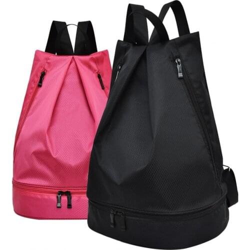 Swimming Waterproof Gym Sport Bag Foldable Backpack Drawstring Shop Pocket Hiking Camping Pouch Beach Sack with Shoe Compartment