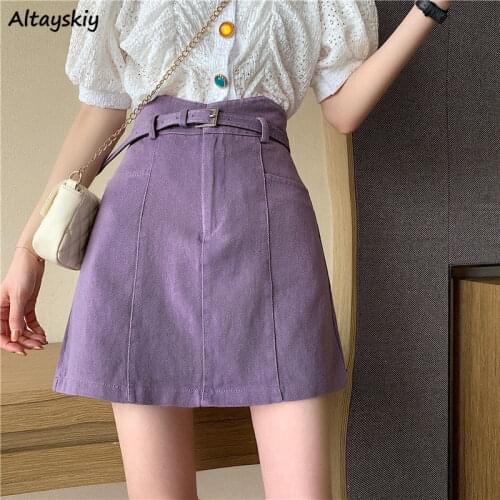 Skirts Women Mini Denim A-line High Waist Vintage All-match Teens Popular Ladies Elegant Trendy Summer Simple Korean Style Retro