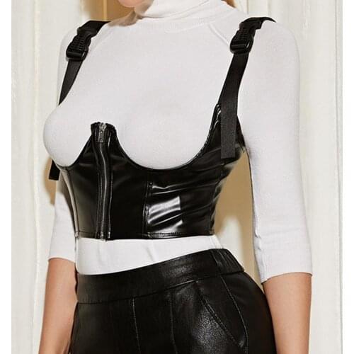 Women PU Leather Harness Belts Adjustable Chest Brace Support Waist Straps F aux Leather Decorative Wide Braces Belt Waistband