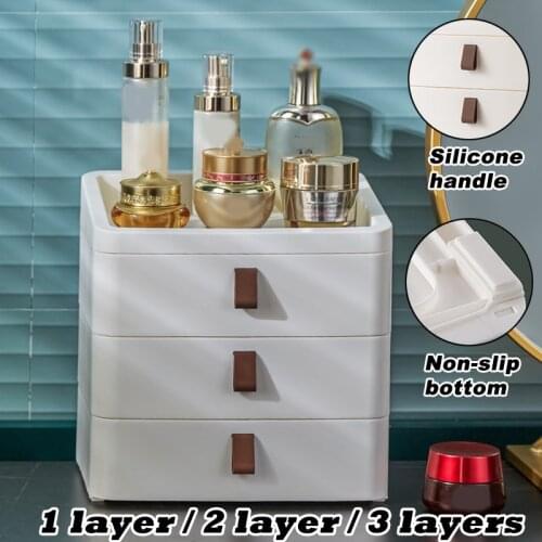 1Pc 1/2/3 Layer Plastic Drawer Storage Box Dust-proof Desktop Cosmetics Container Sundries Organizer