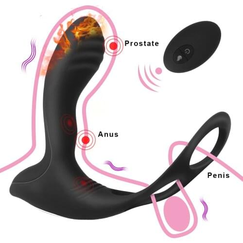 10 Frequency Heating Prostate Massager Vibrating Ring Sex Toy For Men Anal Vibrator Wireless Remote Control G-spot Stimulator