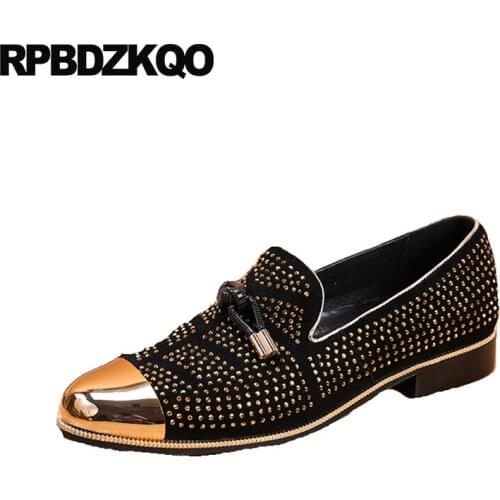 2021 46 Burgundy Big Size European Nubuck Stud Black Pointed Toe Men Loafers Luxury Brand Rivet Metal Shoes Party Suede Runway