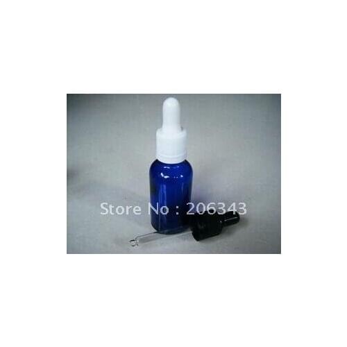 30ml blue essential oil bottle with plastic cap, ,silicon/glass dropper for cosmetic l packaging,glass bottles