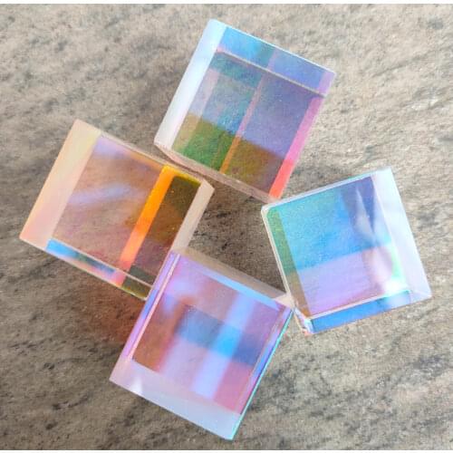 4PCS Defective Used Science Toys Splitter Prisma Cross Dichroic X-Cube Prism RGB Combiner Optical Glass Square Prismas Beautiful