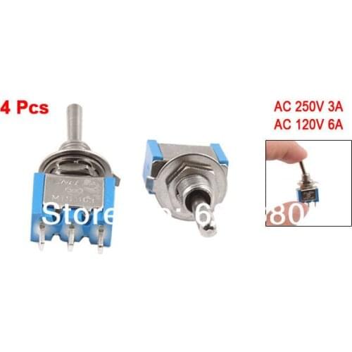 4 Pcs / Lots X ON/OFF/ON Three 3 Position Single Pole Double Throw SPDT 1P2T Lock Toggle Switch 3 Pin 3A/250V 6A/120V AC