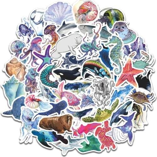 50pcs/pack Kawaii Travel Plant Transportation Marine Life Stationery Stickers DIY Scrapbooking Craft Decorative Label for Kids