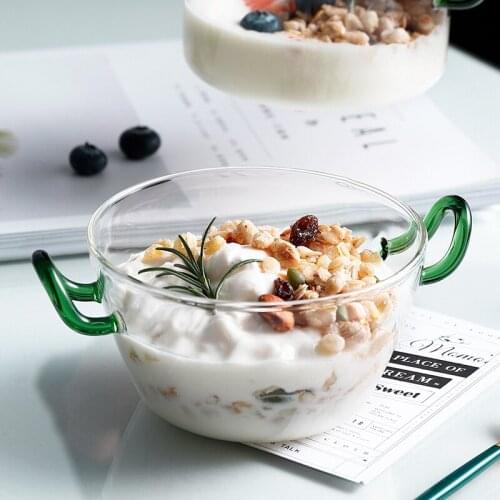 500ml Round Glass Salad Bowl for Breakfast Tableware Fruit Vegetables Milk Cereal Dinner Kitchen Dinnerware Dishware