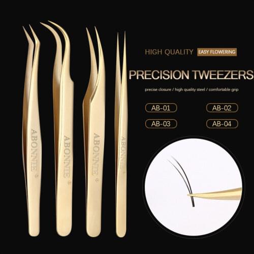 Abonnie Special Golden Tweezers for Beauty Makeup Tools Various Self-brand Trademark Models Tweezers Mink Hair