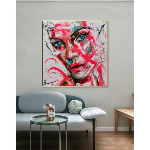 Abstract Hand painted palette knife portrait woman face oil paintings on Canvas Home decoration Pictures for living room
