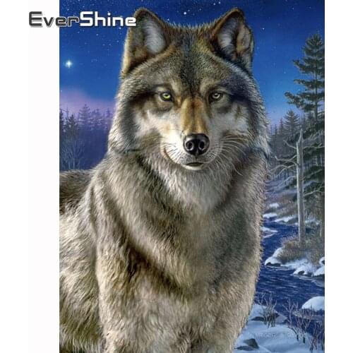 Evershine 5D Diamond Painting Full Square Animals Wolf Diamond Embroidery Cross Stitch Kit Rhinestone Pictures Home Decoration