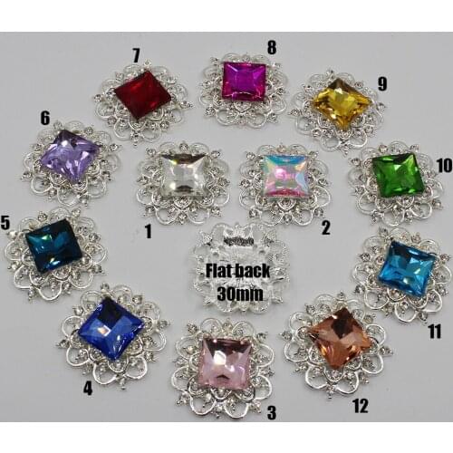 10pc square Button glass Alloy Rhinestones Applique DIY Metal Weddings Accessories