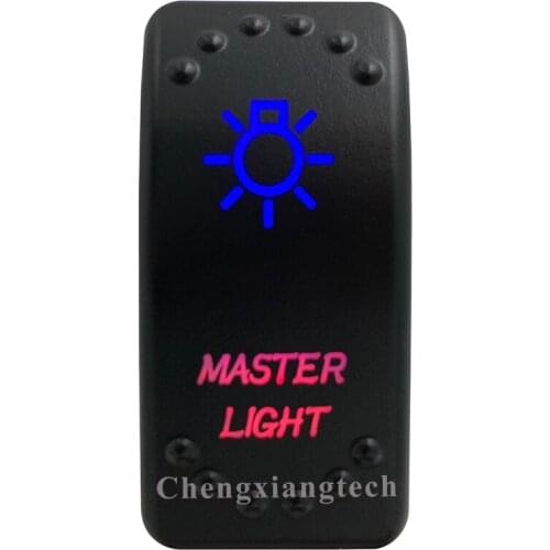 Car Boat Truck Rv Bus - On Off - Up Blue & Down Red Led - Rocker Switch - MASTER LIGHT - 5 Pins - SPST - Waterproof