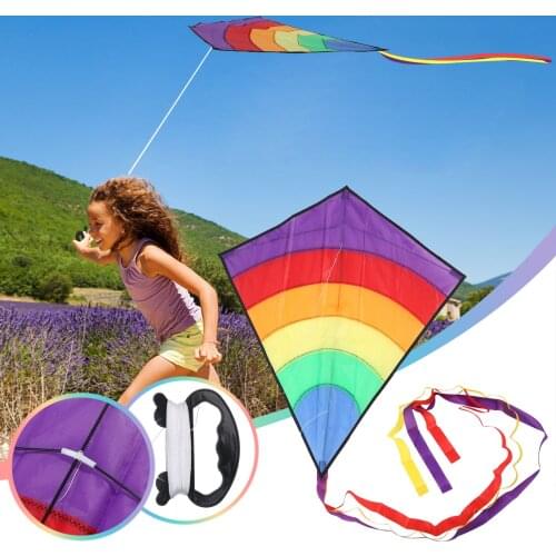 Large Rainbow Kit with Line Board Easy To Assemble Launch Fly-Best Kite For Beach Use Children Outdoor Garden Toys Kids Gifts