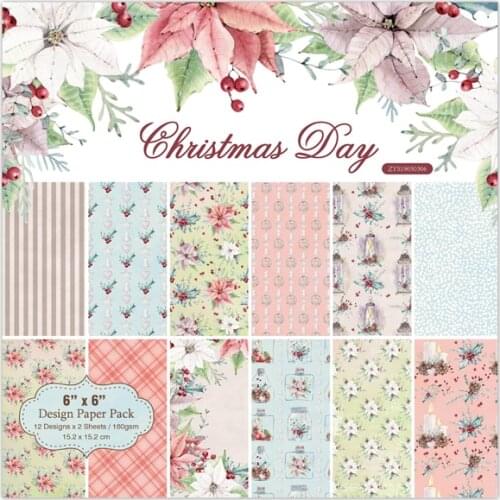 Christmas day Scrapbooking paper pack of 24 sheets handmade craft paper craft Background pad 883