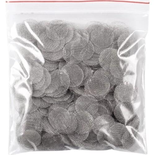 100pcs 20mm Stainless Steel Smoking Weed Pipe Filter Silver Screens Hookah Water Pipes Gauze Mesh Net Tobacco Smoking Gadgets
