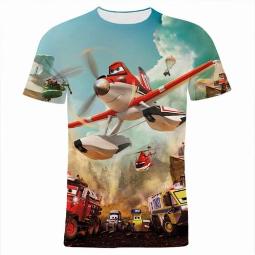 Boy T-shirts Summer Fashion Disney Planes 3D Print Children Clothing Oversized Short Sleeve Cartoon Anime Girls Baby Tee Tops
