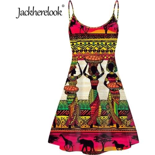 Jackherelook 2020 Summer Dress Sexy Spaghetti Strap Sundress for Womens Vintage African Black Girls Design Female Beach Dresses
