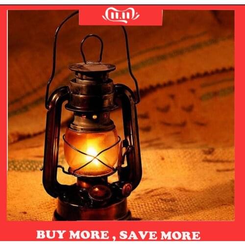 Retro Outdoor Camping Kerosene Lamp Oil Light Lantern Style Decor Multifunction Iron Camping Lamp Mediterranean Style Decor