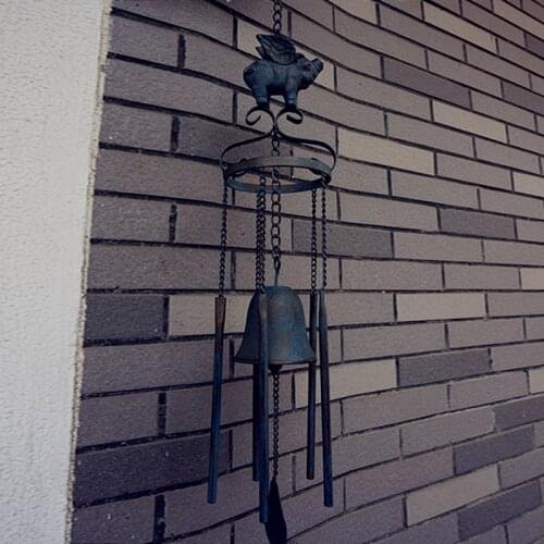 Flying pig handcrafted rustic retro metal wind chime