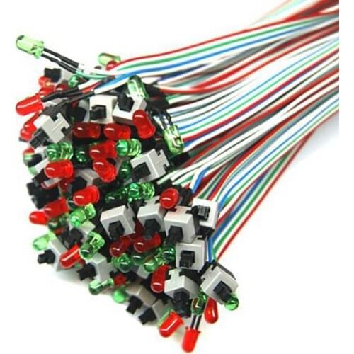 Computer Motherboard Power Cable 50cm On/Off/Reset 2 Switch LED Light ATX-PC Computer Motherboard Power Cable Multi-use Durable