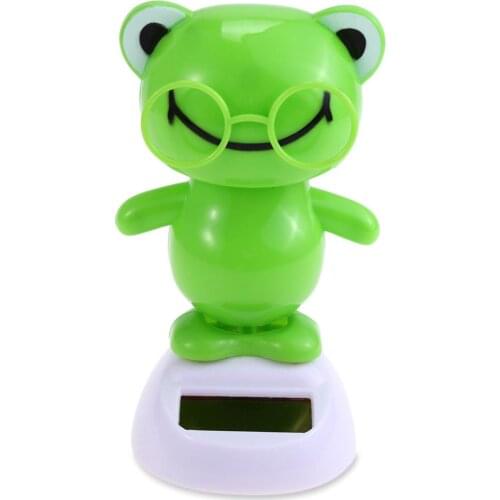 Cute Swinging Cartoon Frog Solar Power Car Interior Dashboard Ornament Gift