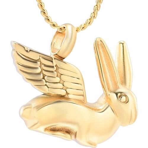 IJD10032 Cute Rabbit With Angel Wings Stainless Steel Memorial Jewelry Cremation Pendant Ashes Urn Funeral Keepsake Necklace