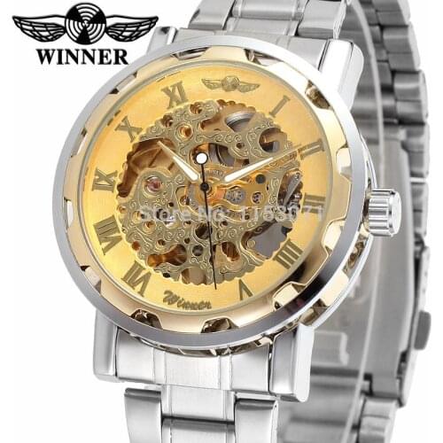 WRG8008M4T4 new best price skeleton Winner Automatic men watch factory stainless steel bracelet free shipping with gift box