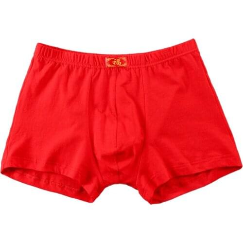 Mens Underwear Pure Cotton Bright Red Boxer Shorts