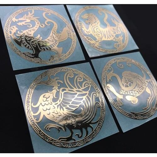 Car Styling Decals Metal Stickers Dragon Tiger Suzaku Basalt Computer Case Keyboard Phone Decal 5x5cm