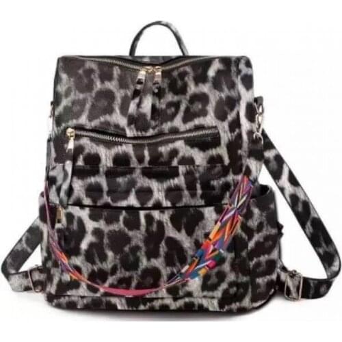 2021 New Pu Retro Large-Capacity Travel Backpack Korean Student Simple British Style Double Shoulder Diagonal Backpack