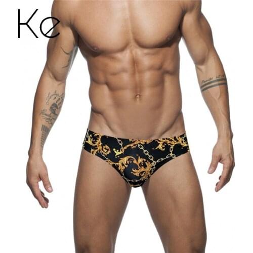 Ke New style swimming 2021 trunks mens triangle swimming low waist anti-awkward cup mens swimwear trunks sexy