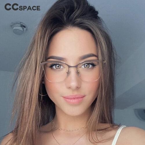 48282 Cat Eye Half-Frame Metal Glasses Frame Anti-Blue Light Male and Female Optical Fashion Computer Glasses Flat Mirror