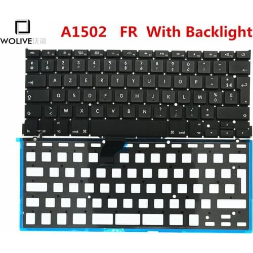 Genuine New A1502 FR Keyboard For Macbook Pro Retina 13" 2012-2015 Year With Backlight Language version FR Replacement