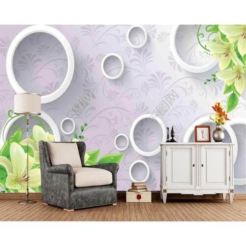 Papel de parede 3D circle lily flower modern wallpaper murals for the living room TV sofa wall bedroom kitchen restaurant cafe