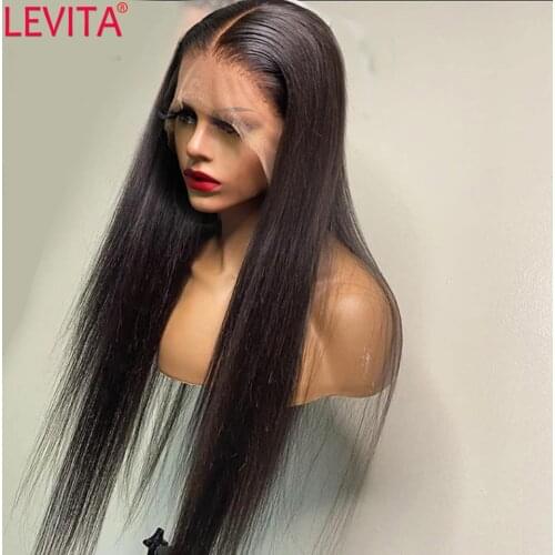 LEVITA 30 Inch Bone Straight Lace Front Wig Brazilian T Part Lace Front Human Hair Wigs For Women 4x4 Lace Closure Wig Non-Remy
