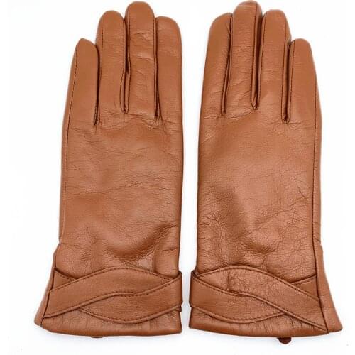 Imported Sheepskin Gloves Female Thermal Plush Lined Winter Driving Real Leather Women Gloves L213NC