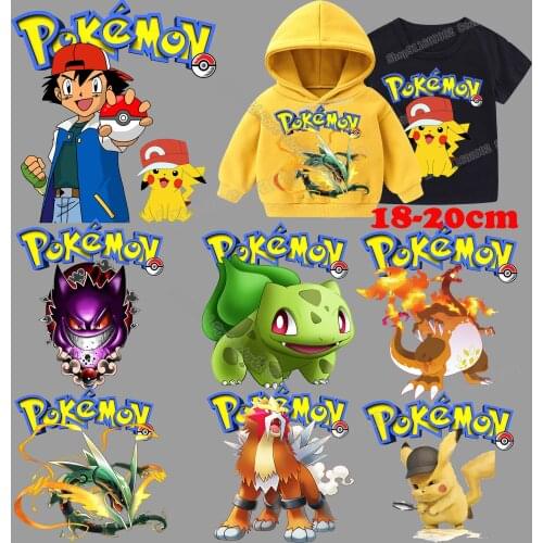 Pokemon Transfer Patches Bulbasaur Rayquaza Arceus Pikachu Ironing Clothing Patch Clothes Shirt Pant Bag DIY Decration Sticker