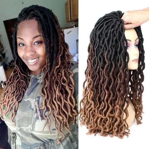 DAIRESS 18" Ombe Gypsy Locs Crochet Hair Wavy Faux Locs Crochet Braids 24Roots Goddess Locs Crochet Braiding Hair Extensions