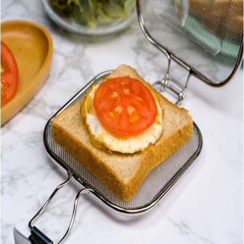 Stainless Steel Wire Grid Sandwich Handle Grill Net Press Toaster Food Rack Oven Kitchen Baking Toast Bread BBQ Cookie Holder