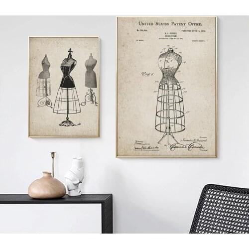 Retro Dress Forms Couture Fashion Sewing Canvas Painting Modular Nordic Style Poster Print Wall Art Picture Home Decor Cuadros